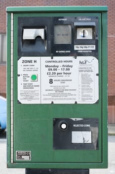 LONDON, UK - MARCH 14: Green park meter in the borough of Hammersmith and Fulham. March 01, 2014 in London.