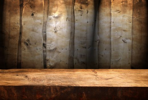 Empty wooden table for product display montages