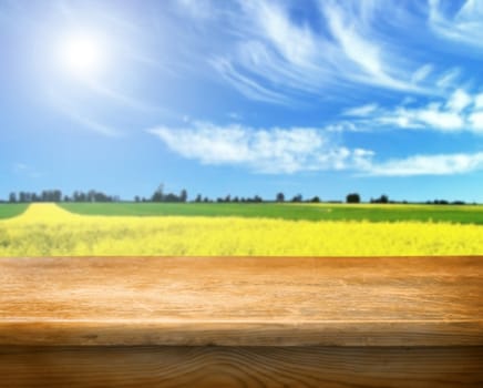 Empty wooden table for product display montages