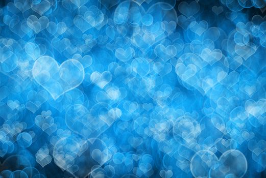 Blue gunge Valentines Day background with hearts