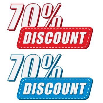 70 percentages discount in two colors labels, business shopping concept, flat design