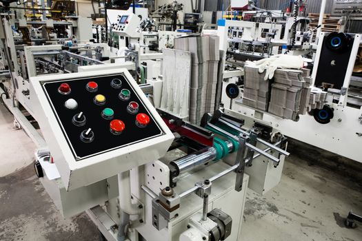 Control panel of the equipment in a modern printing house