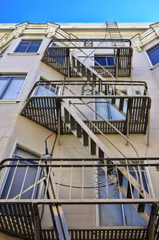 Stairway outside of old building in San Francisco 