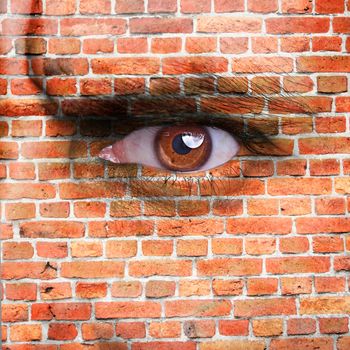  face covered with brick wall pattern 