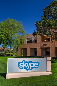 PALO ALTO, CA/USA - MARCH 16, 2014: Skype Corporate Building in Silicon Valley.  Skype is a voice-over-IP service and instant messaging client,developed by  Microsoft.