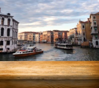 empty table for product display montages  - Venice Italy