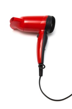 beautiful red hair dryer on a white background