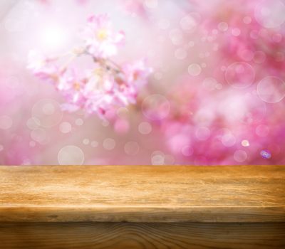 empty table for product display montages - spring theme