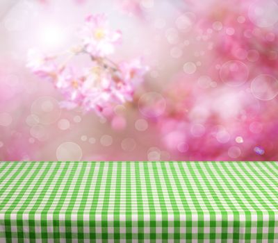 empty table for product display montages - spring theme