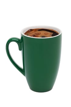 green cup from coffee on a white background