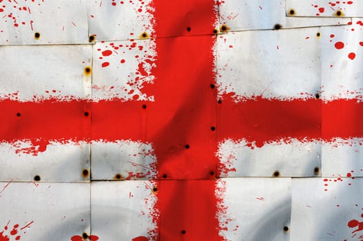 england flag painted on metal plate