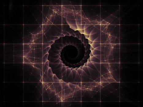 Geometry of Space series. Composition of conceptual grids, curves and fractal elements with metaphorical relationship to physics, mathematics, technology, science and education