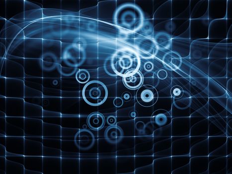 Geometry of Space series. Composition of conceptual grids, curves and fractal elements with metaphorical relationship to physics, mathematics, technology, science and education