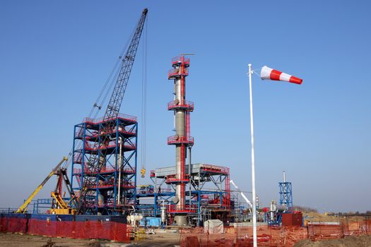new factory construction site with crane