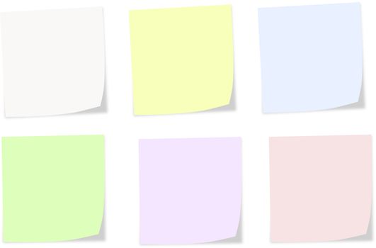 Soft colors notes isolated on a white background