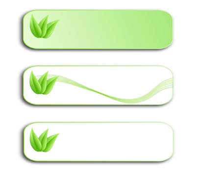 Set green menu with leaves as design element of page with space text isolated on a white background