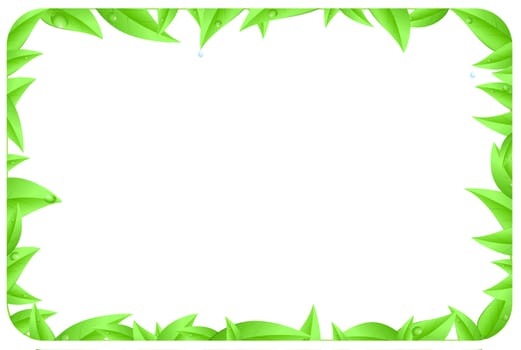 green border made of leaves as design element of page with space text isolated on a white background