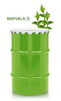 Green barrel of bio fuel, environment conceptual design. (with clipping work path)