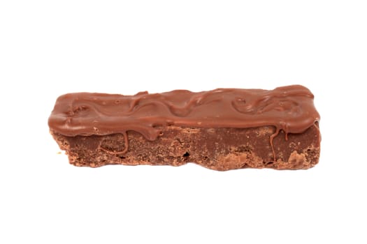 Piece of chcolate fudge on a white background