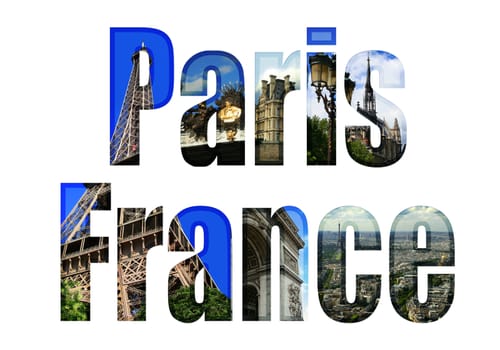 Paris, France type with different tourist areas attractions