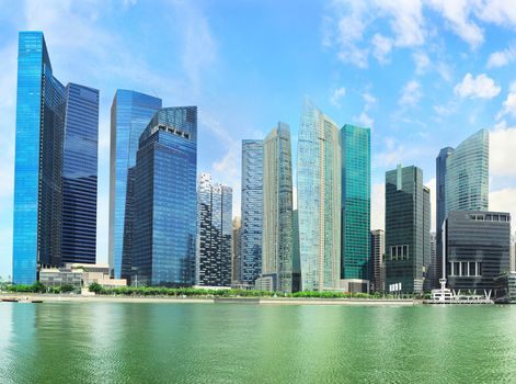 Panoramic view of Singapore downtown in the sunshine day