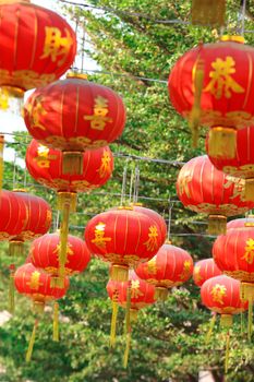 red lantern in chinese temple