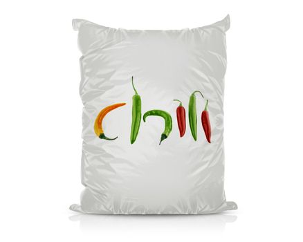 White Blank Foil Food Bag Packaging For Pepper, Spices, Sachet, Chips. Plastic Pack Template Ready For Your Design. (with clipping work path)