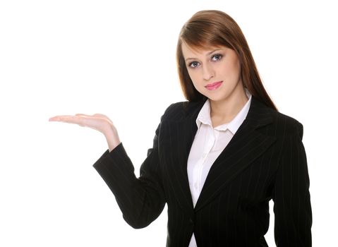 Pretty woman posing over white background