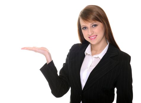 Pretty woman posing over white background