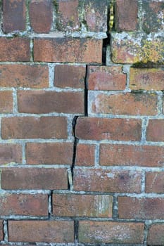 Brick wall with crack running through