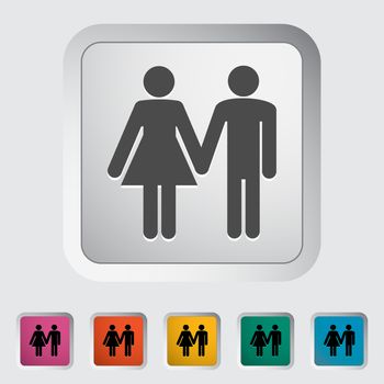 Couple sign. Single flat icon on the button. Vector illustration.