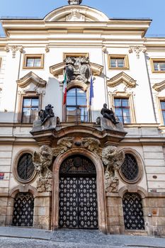 Entrance of italy embassy in Prague, Czech Republic 2014
