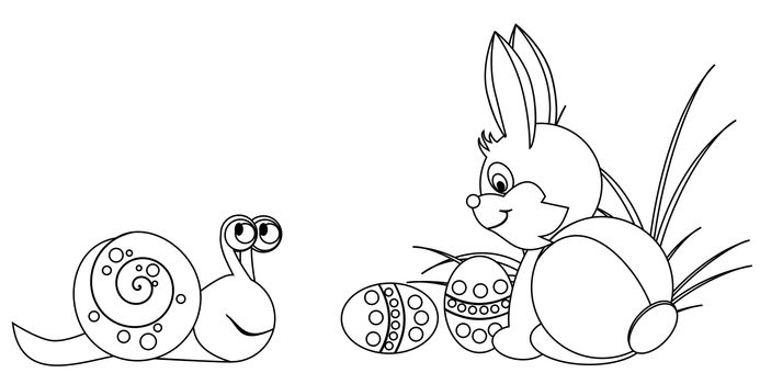 Happy Easter - Easter bunny and snail 