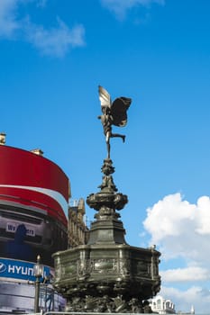 LONDON, UK - MARCH 14: Alfred Gilbert's statue of Eros in Piccadilly Circus. March 01, 2014 in London.