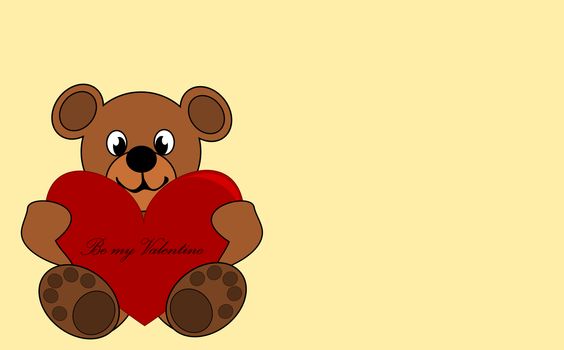 Be my Valentine - cute teddy bear with red heart