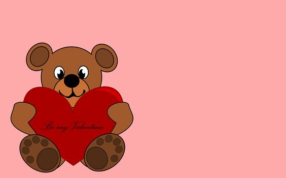 Be my Valentine - cute teddy bear with red heart