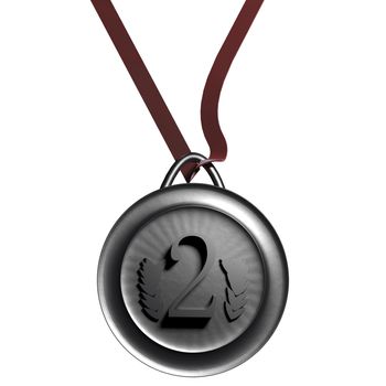 Silver medal isolated over white, 3d render