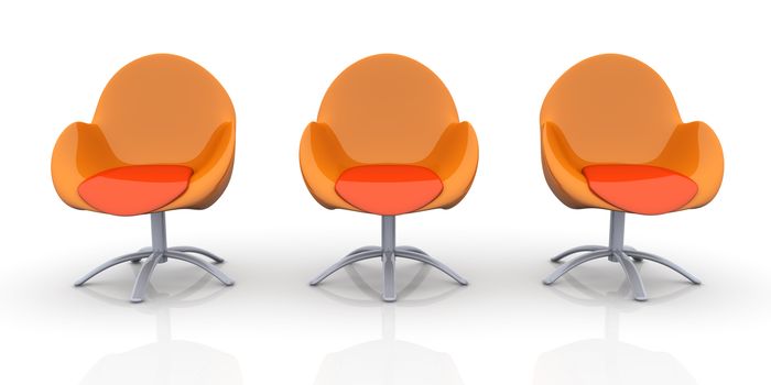 3D rendered Illustration. A group of chairs.