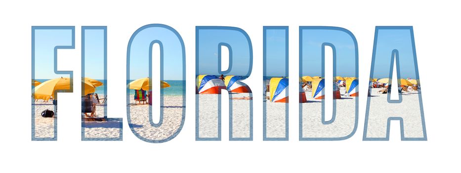 Florida text with different beaches in the letters