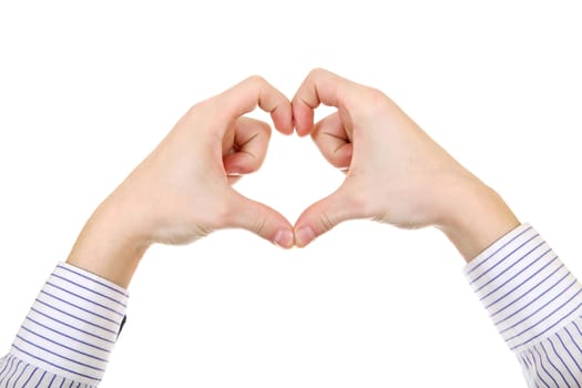 Hands in Heart shape Isolated on the White Background