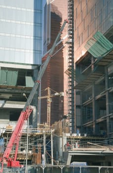 Views over the construction of office high-rise buildings