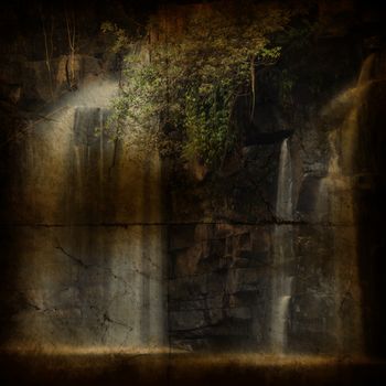 the texture, vintage background of waterfall design on grunge paper