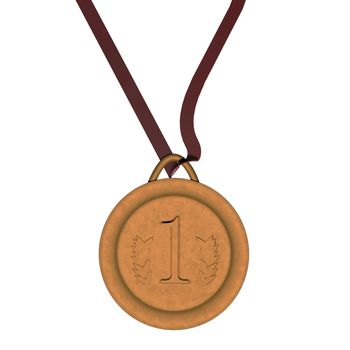 Golden medal isolated over white, 3d render