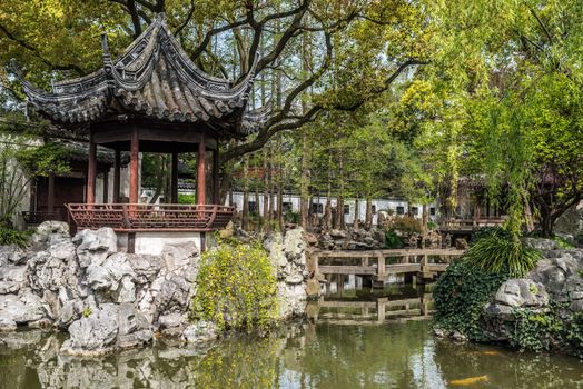 detail of the historic Yuyuan Garden created in the year 1559 by Pan Yunduan in shanghai china