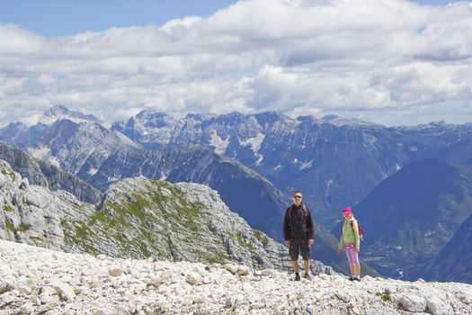 tourists  in the Julian Alps (Slovenia)