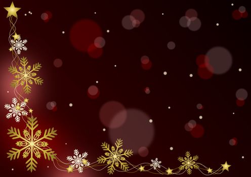 Merry Christmas - red background with snowflakes