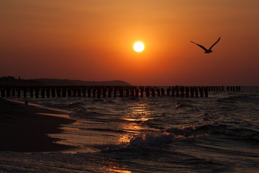 Beautiful sunset over the peaceful tranquil sea