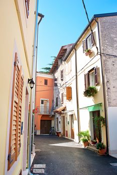View of traditional croatian street . Novigrdad, Croatia