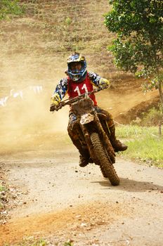 BAO LOC, VIET NAM- DECEMBER 23: Racer in activity at motorcycle race hole on Bao Loc, Viet Nam in December 23, 2012     