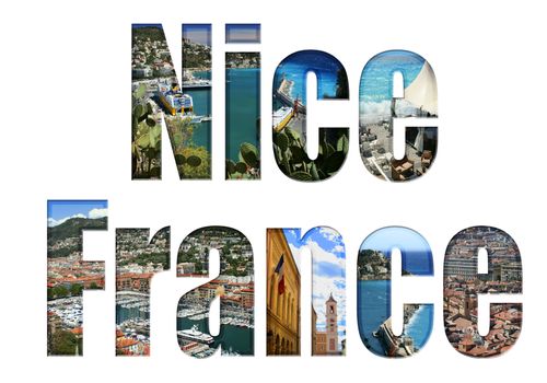 Nice, France type with different tourist areas attractions